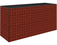 Art Series Food Station Counter - Textured Square Tile Brick Red - Black Top - 60 x 180 x 90cm H